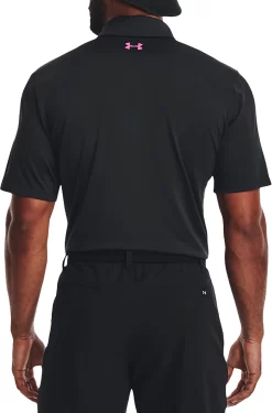 Under Armour Men's Playoff 3.0 Stripe Golf Polo -Golf Equipment Store 1378676 003 BlackJetGrayRebelPink MODBCK