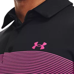 Under Armour Men's Playoff 3.0 Stripe Golf Polo -Golf Equipment Store 1378676 003 BlackJetGrayRebelPink MODDET