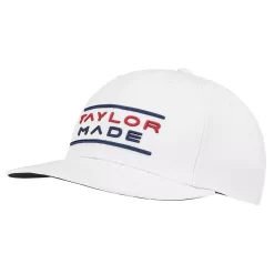 TaylorMade Men's Stretchfit Flatbill Golf Hat -Golf Equipment Store TD661 WHT White AL