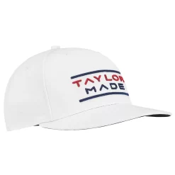 TaylorMade Men's Stretchfit Flatbill Golf Hat -Golf Equipment Store TD661 WHT White AR