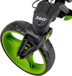 TourTrek 360 3-Wheel Push Cart -Golf Equipment Store TT360CHLM18 TT360LIM18 CharcoalLime DET