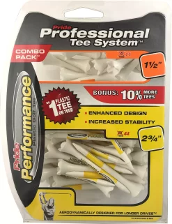 Pride PTS Evolution 1.5'' & 2.75'' White Golf Tees - 50 Pack