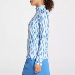Lady Hagen Women's Printed UV Long Sleeve Golf 1/4 Zip -Golf Equipment Store WGH11440PS23 BlueIkat MODSDE